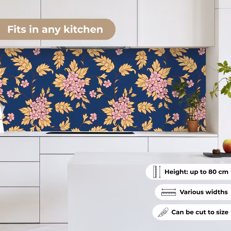 Kitchen splashback - Blossom - Leaves - Pink - Gold - Patterns — 7