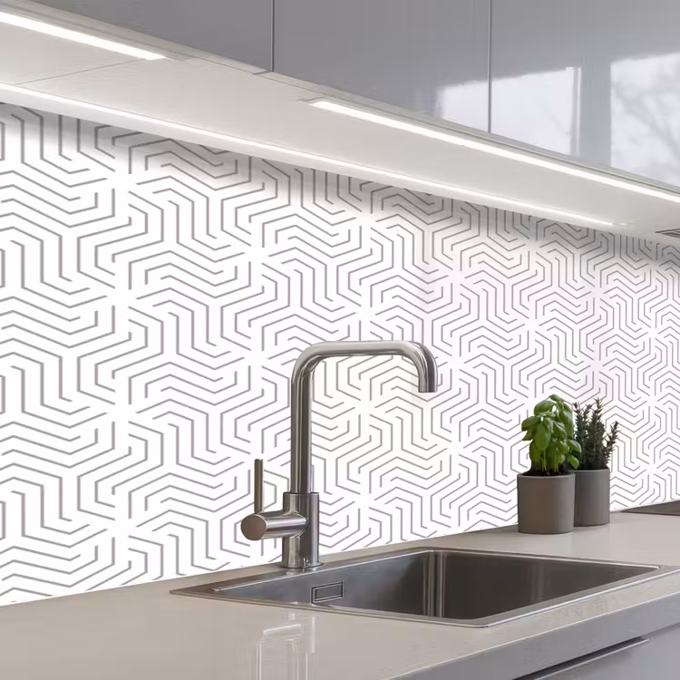 Kitchen splashback - Design - Line - Pattern - Black - White — 2