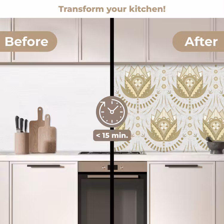 Kitchen splashback - Flowers - Gold - Patterns — 3