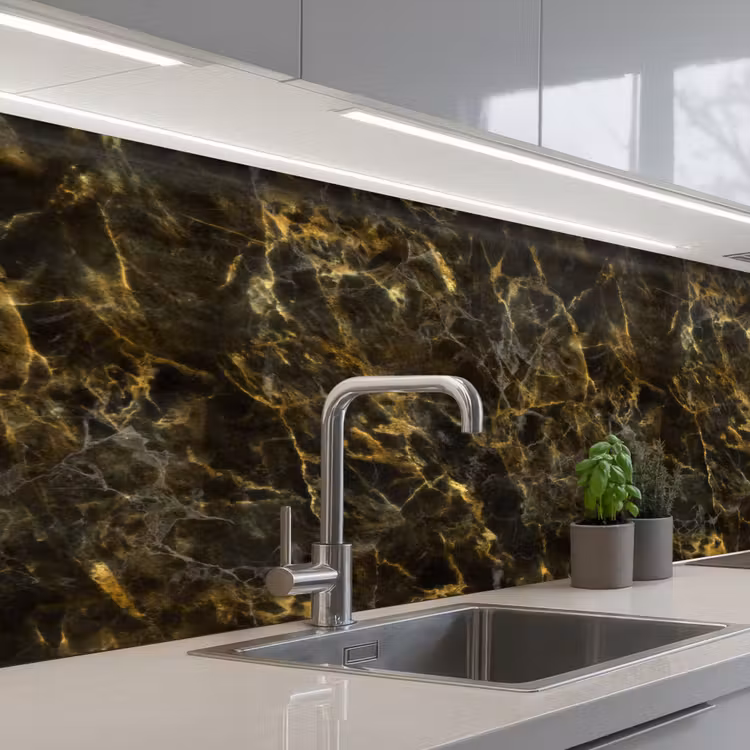Kitchen splashback - Black - Marble - Gold — 2