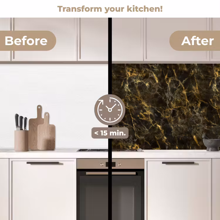 Kitchen splashback - Black - Marble - Gold — 3