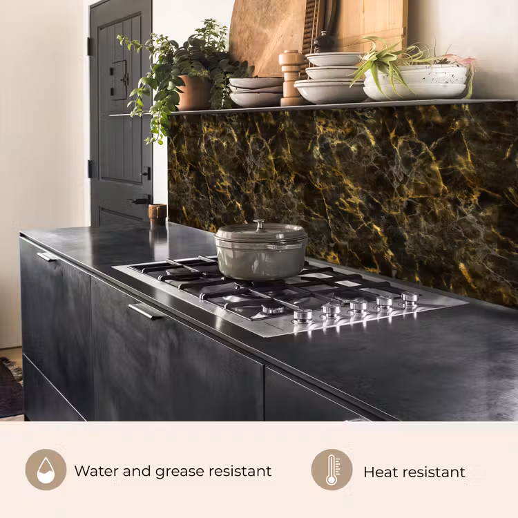 Kitchen splashback - Black - Marble - Gold — 5