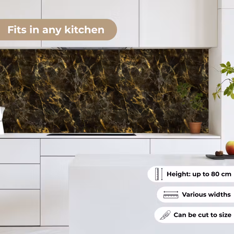 Kitchen splashback - Black - Marble - Gold — 7
