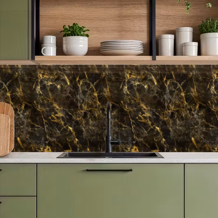 Kitchen splashback - Black - Marble - Gold — 8