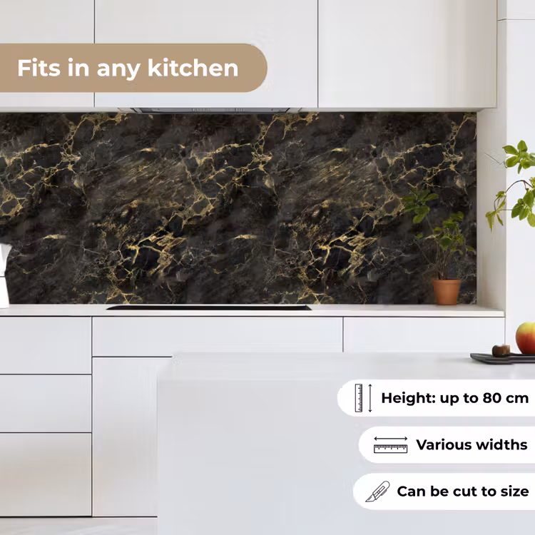 Kitchen splashback - Black - Marble - Gold - Nerf — 7
