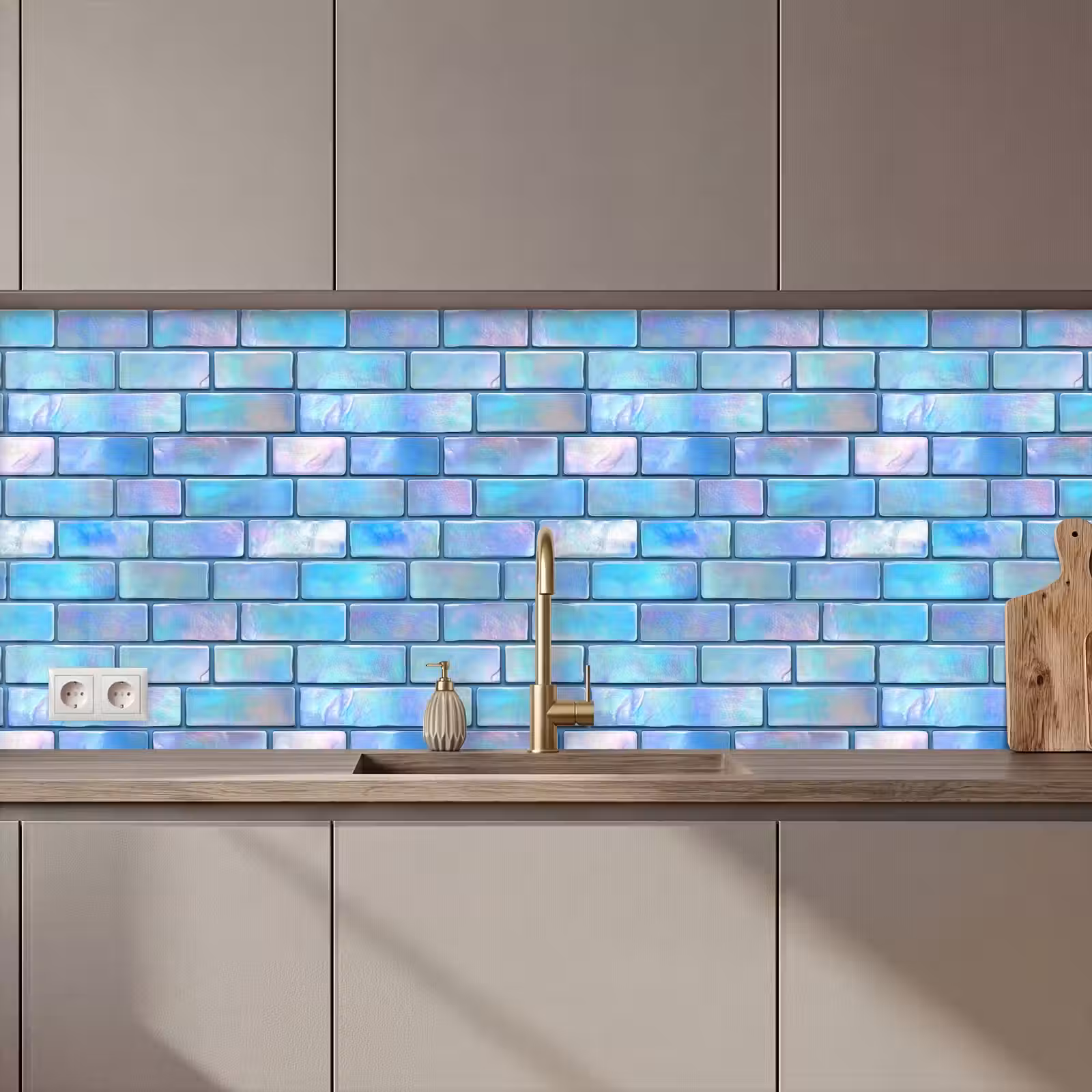 Kitchen splashback - Blue - Gloss - Wall — 1