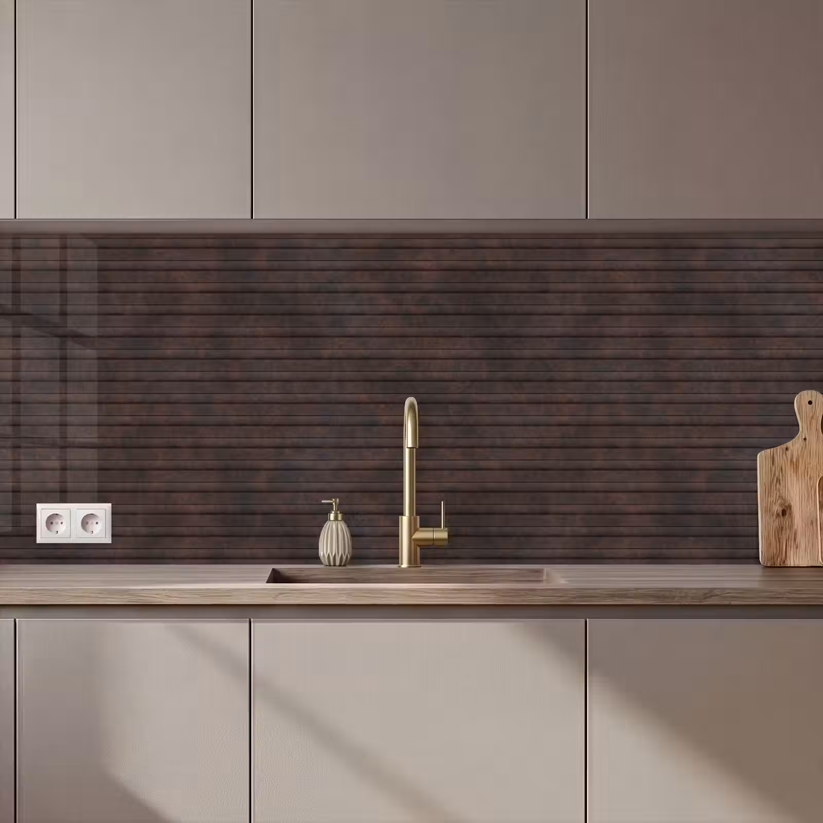 Kitchen splashback - Dark brown - Rust - Stripes - Patterned — 1