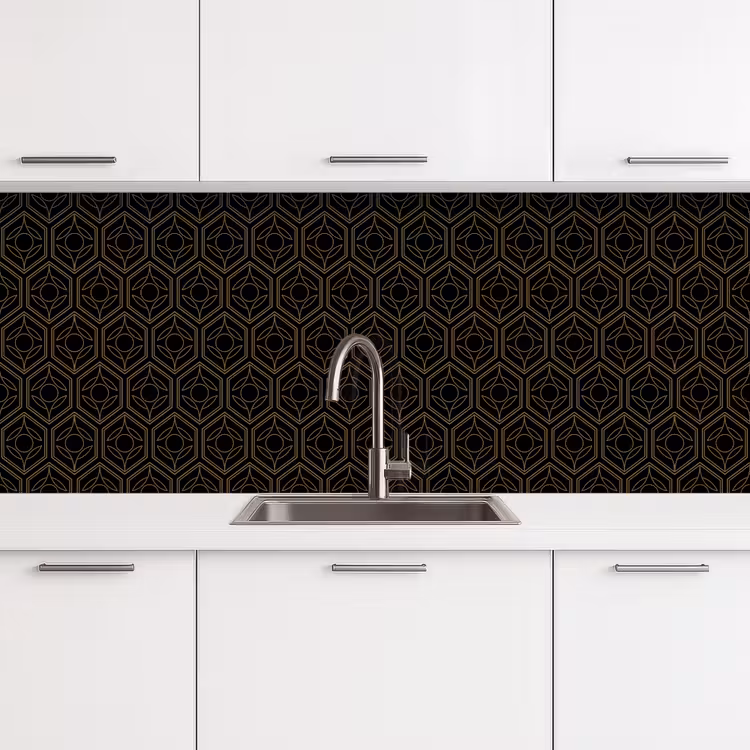 Kitchen splashback - Black - Gold - Floral Core — 4