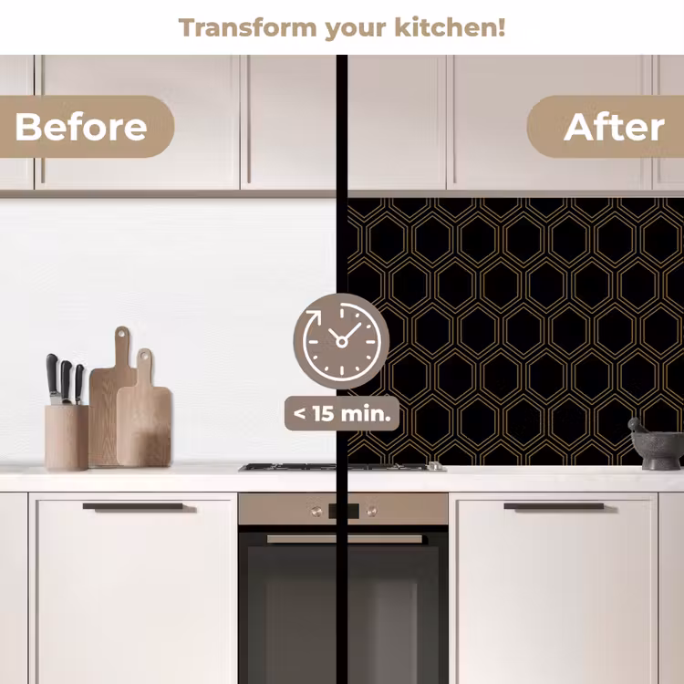 Kitchen splashback - Black - Gold - Hexagon — 3