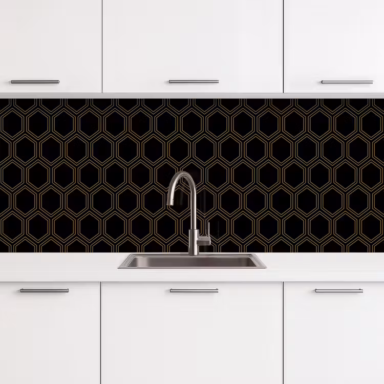 Kitchen splashback - Black - Gold - Hexagon — 4