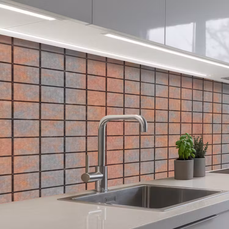 Kitchen splashback - Blue - Brown - Spots - Square — 2