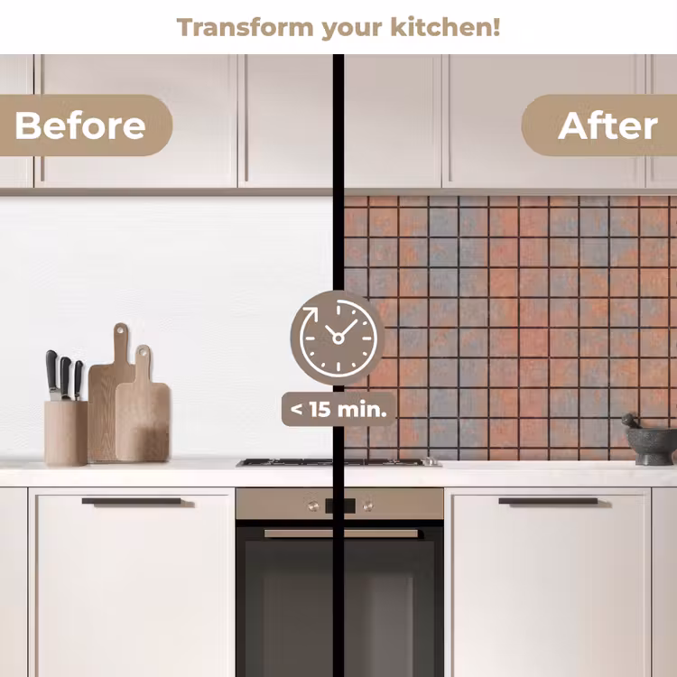Kitchen splashback - Blue - Brown - Spots - Square — 3