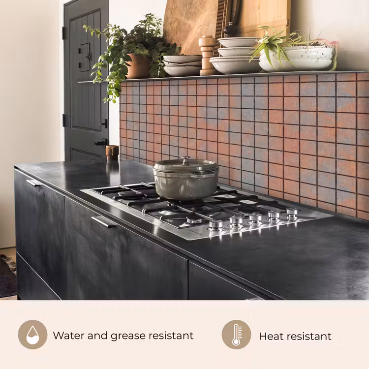 Kitchen splashback - Blue - Brown - Spots - Square — 5