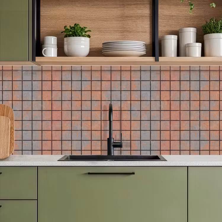 Kitchen splashback - Blue - Brown - Spots - Square — 8