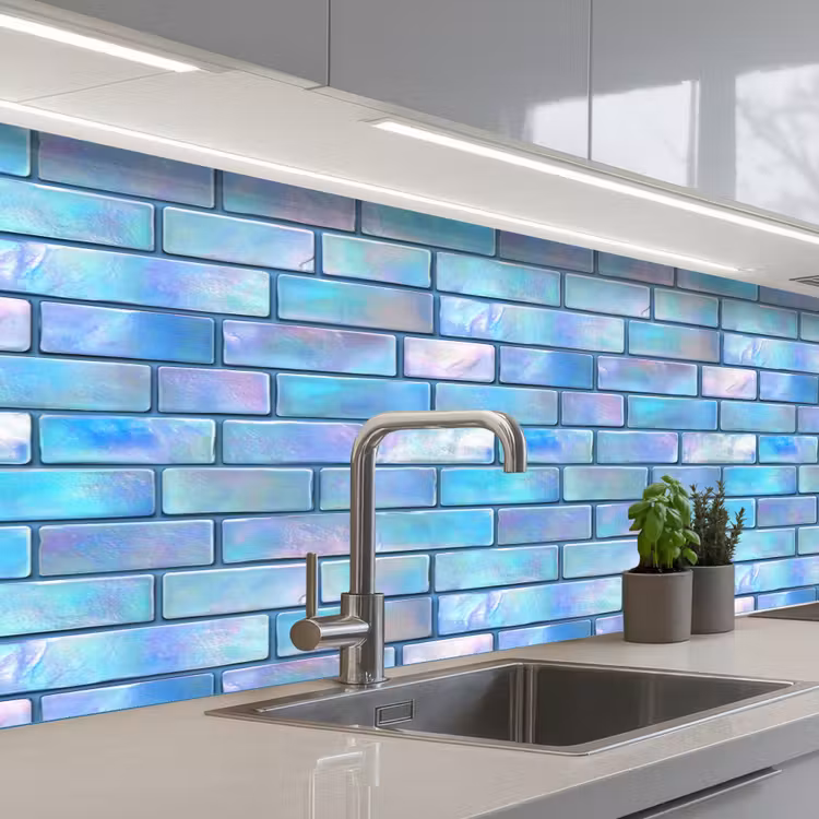 Kitchen splashback - Blue - Gloss - Wall — 2