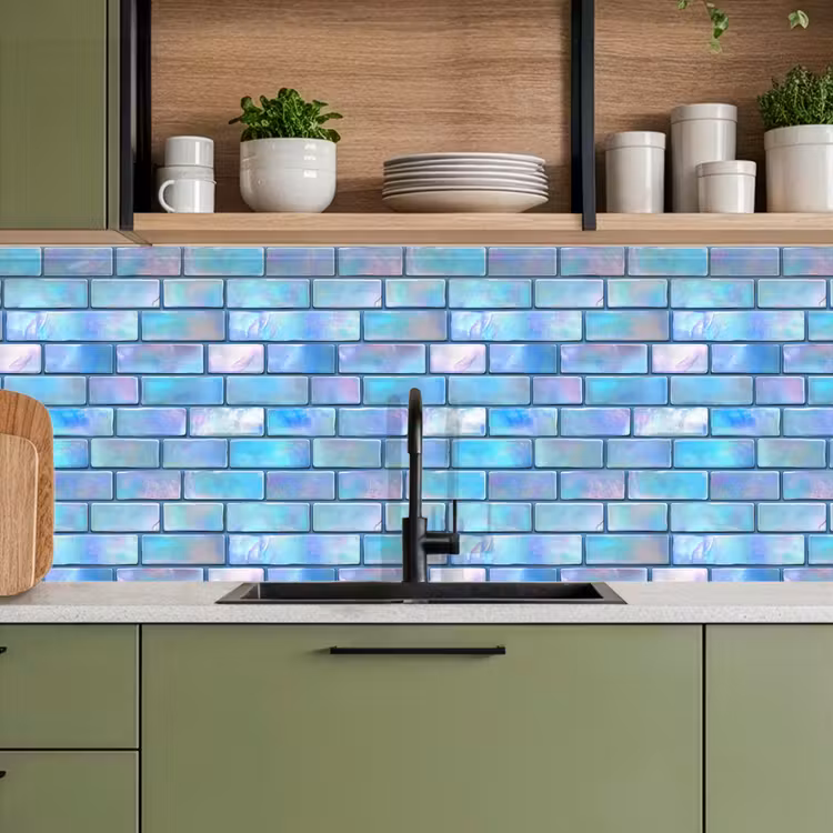 Kitchen splashback - Blue - Gloss - Wall — 8