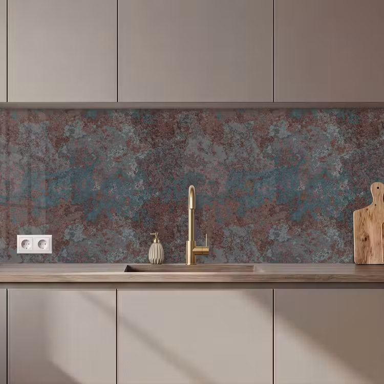 Kitchen splashback - Blue - Gray - Rust - Pattern — 1
