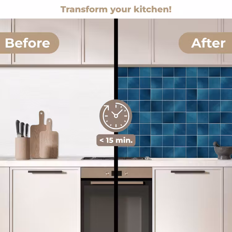 Kitchen splashback - Ceramic - Texture - Tile - Blue — 3