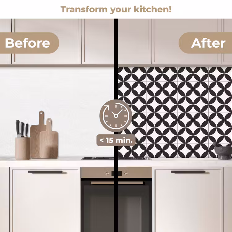 Kitchen splashback - Circle - Pattern - Black - White — 3