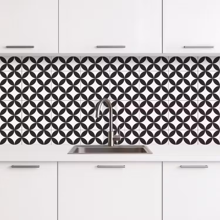 Kitchen splashback - Circle - Pattern - Black - White — 4