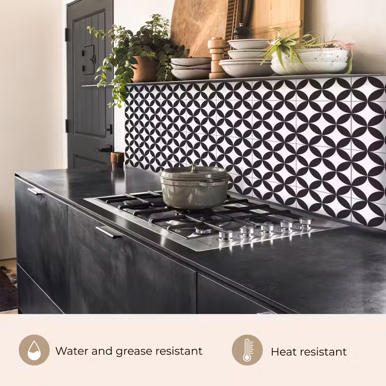 Kitchen splashback - Circle - Pattern - Black - White — 5