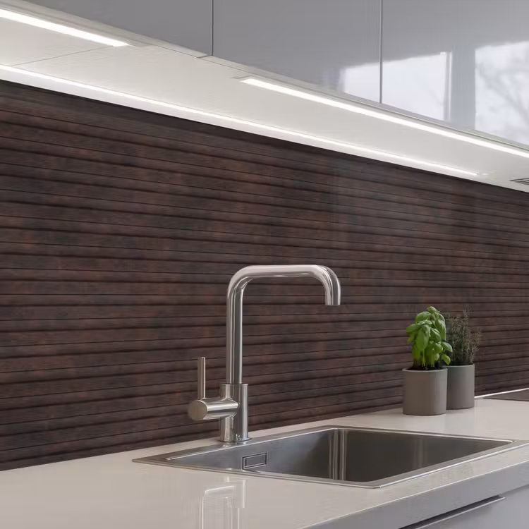 Kitchen splashback - Dark brown - Rust - Stripes - Patterned — 2