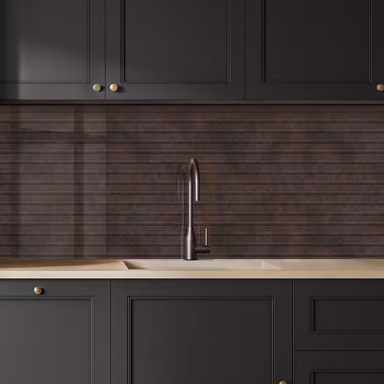Kitchen splashback - Dark brown - Rust - Stripes - Patterned — 6