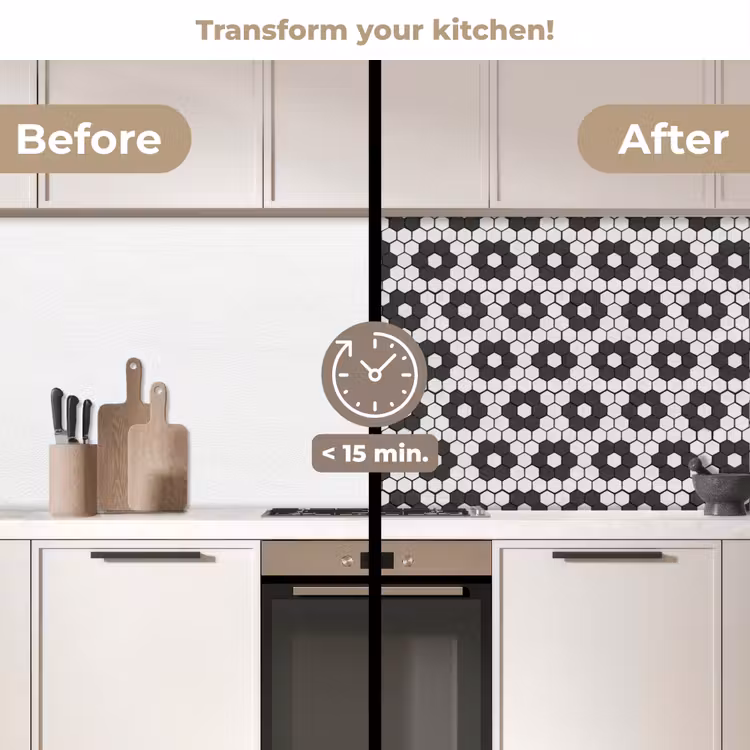Kitchen splashback - Flower - Shape - Pattern - Black — 3