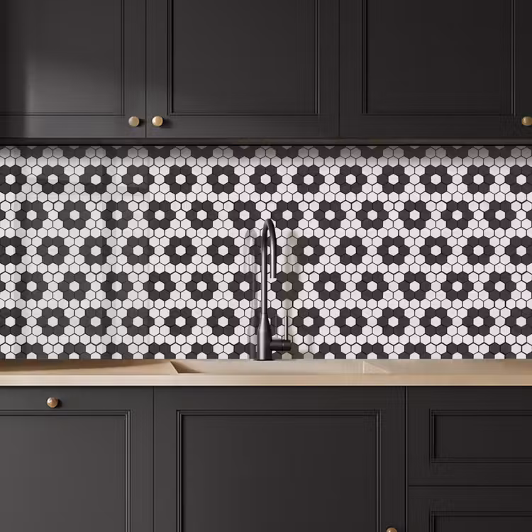 Kitchen splashback - Flower - Shape - Pattern - Black — 6