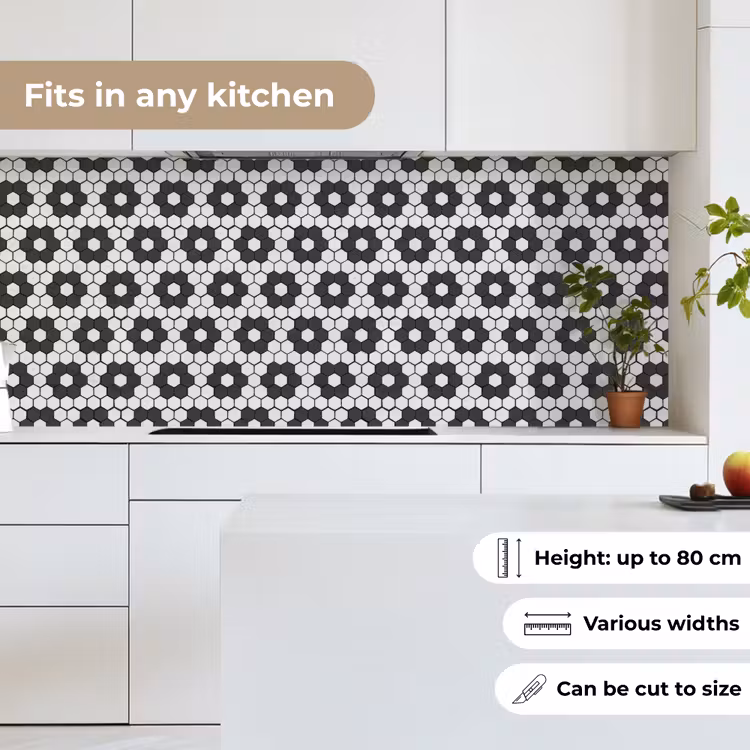 Kitchen splashback - Flower - Shape - Pattern - Black — 7