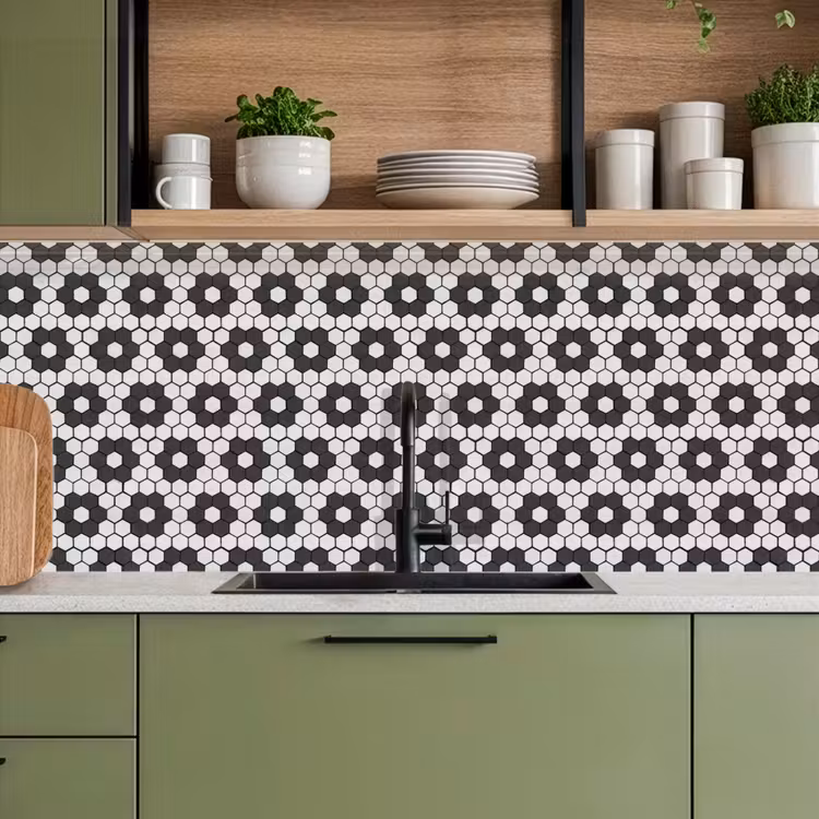 Kitchen splashback - Flower - Shape - Pattern - Black — 8