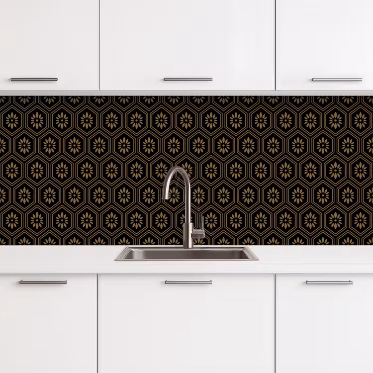 Kitchen splashback - Flowers - Gold - Hexagon — 4