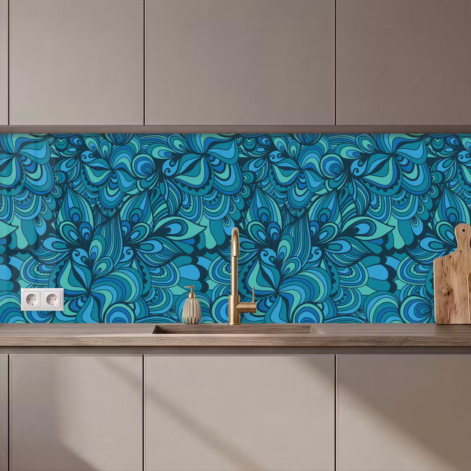 Kitchen splashback - Design - Vintage - Blue - Turquoise — 1