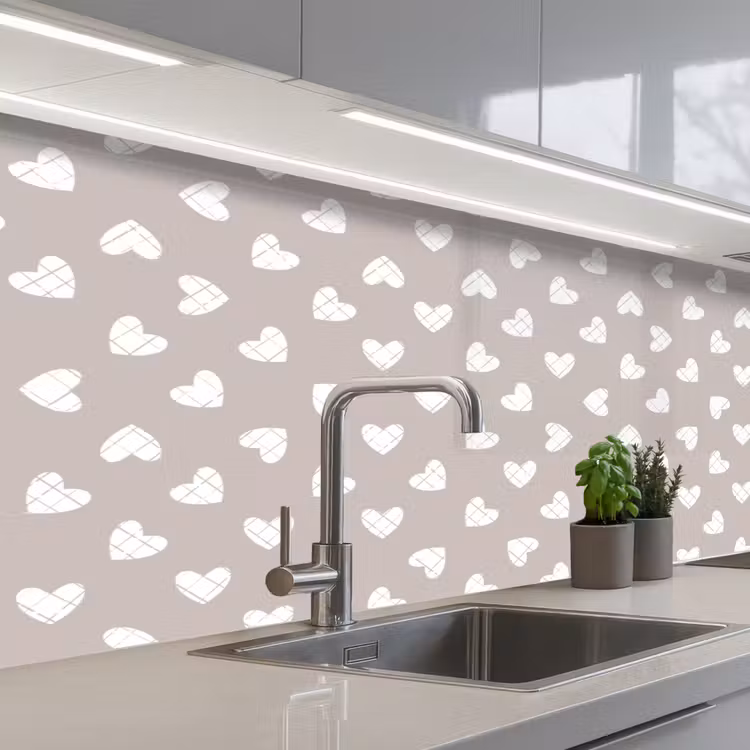 Kitchen splashback - Design - Line - Pattern - Heart - Gray — 2