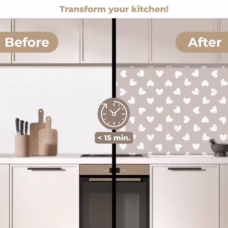 Kitchen splashback - Design - Line - Pattern - Heart - Gray — 3
