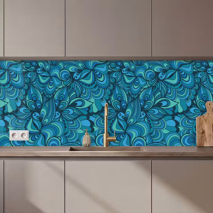 Kitchen splashback - Design - Vintage - Blue - Turquoise — 1
