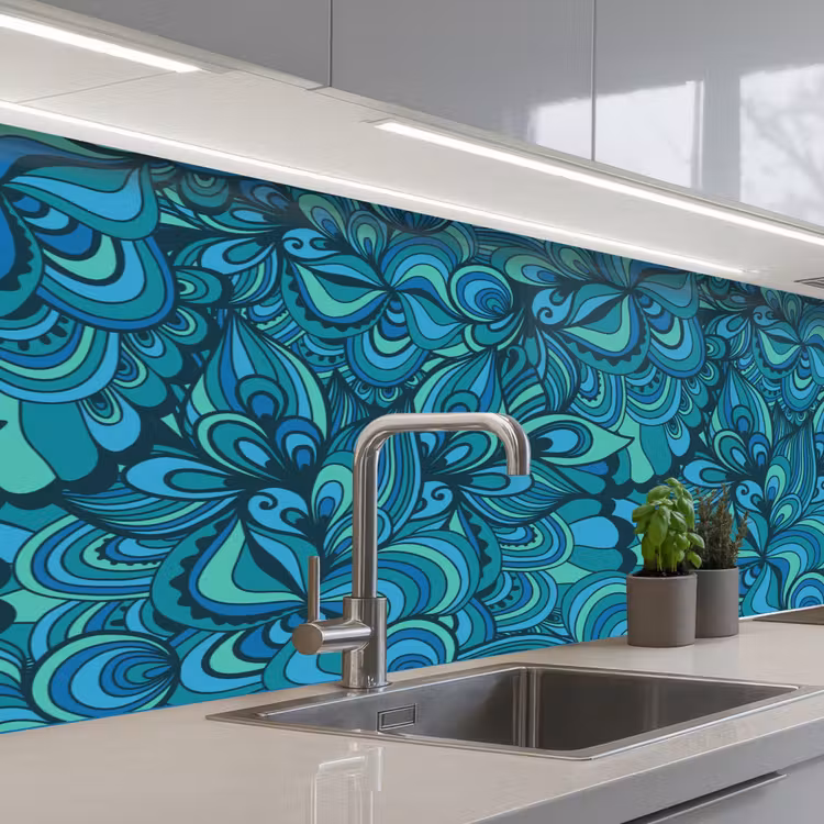 Kitchen splashback - Design - Vintage - Blue - Turquoise — 2