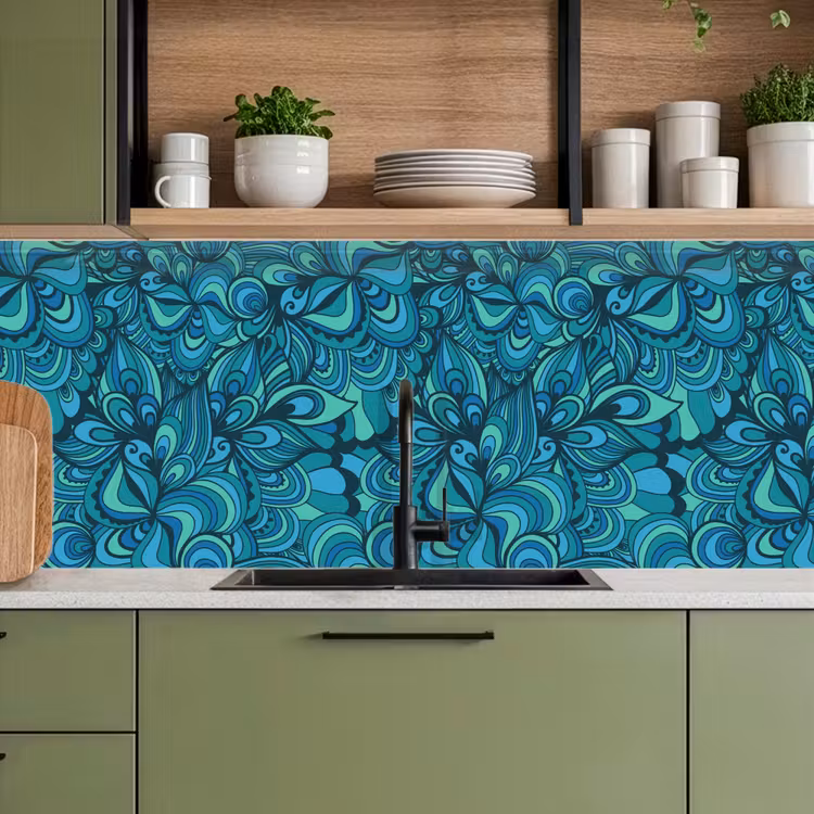 Kitchen splashback - Design - Vintage - Blue - Turquoise — 8
