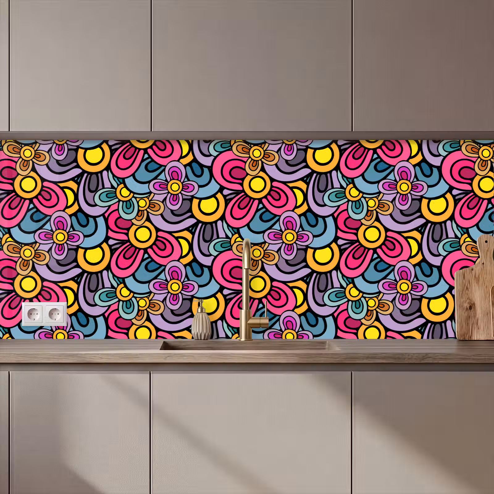 Kitchen splashback - Chart - Hippie - Flowers - Purple — 1