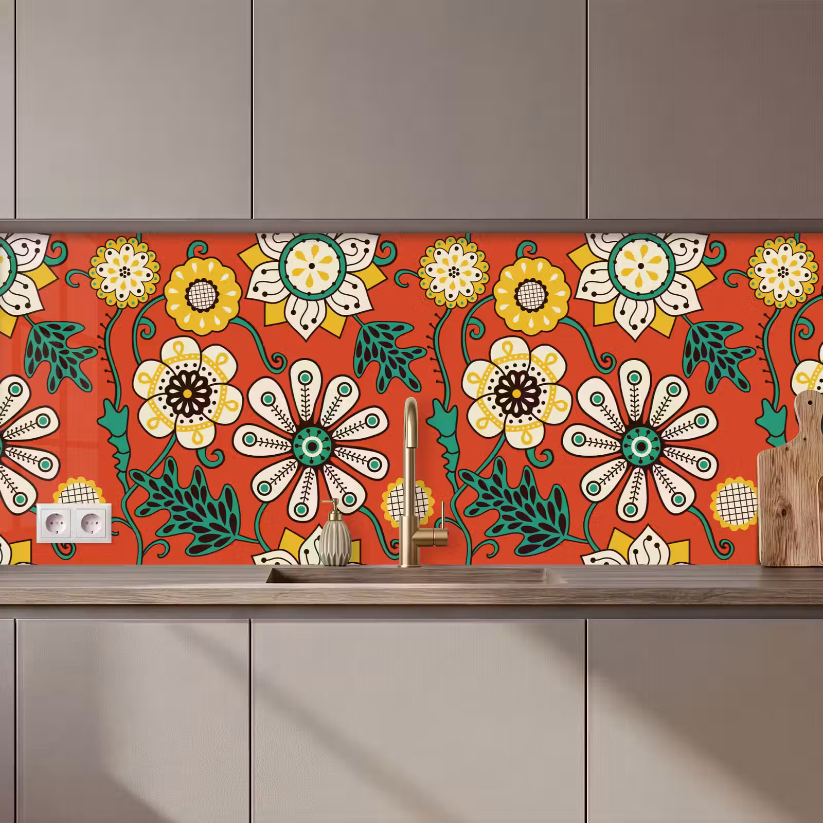 Kitchen splashback - Design - Flowers - Hippie - Retro — 1