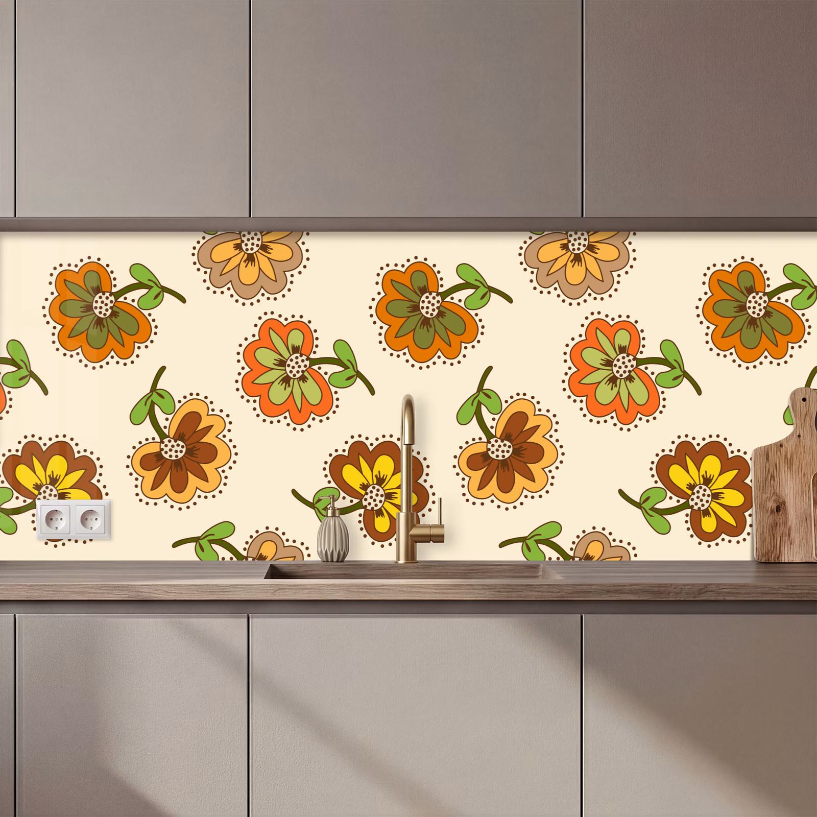Kitchen splashback - Design - Flowers - Retro - Vintage — 1