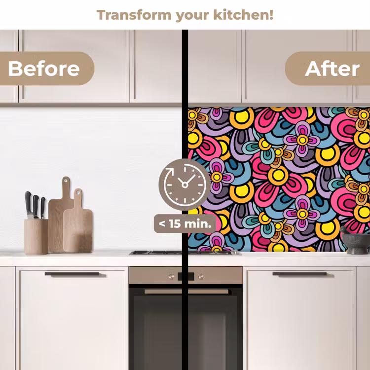 Kitchen splashback - Chart - Hippie - Flowers - Purple — 3