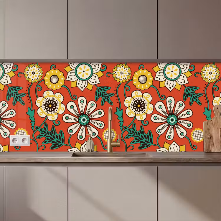 Kitchen splashback - Design - Flowers - Hippie - Retro — 1
