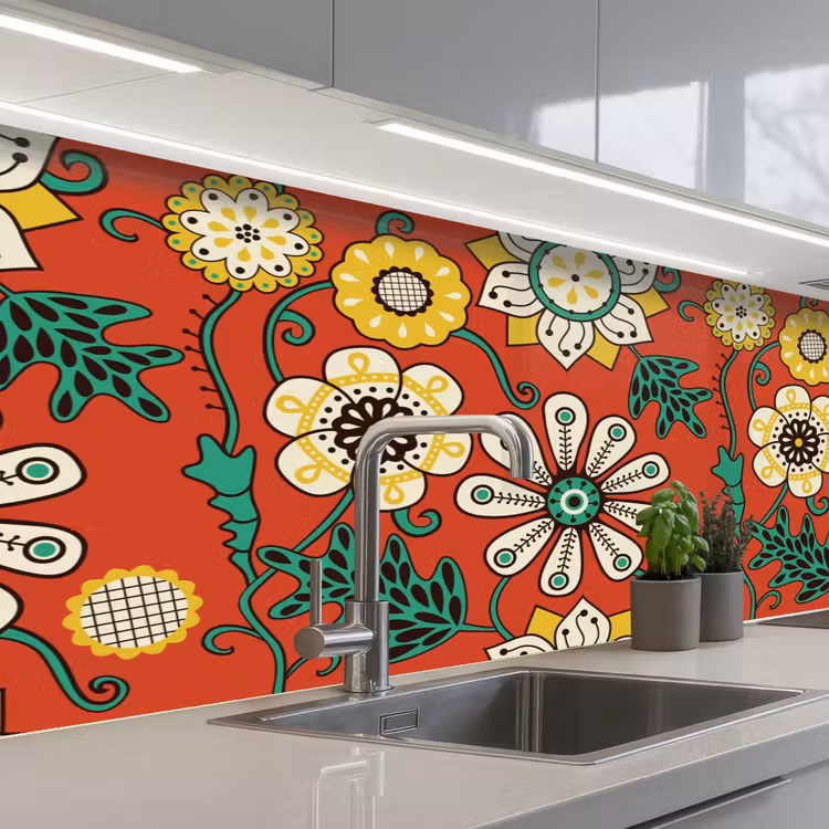 Kitchen splashback - Design - Flowers - Hippie - Retro — 2