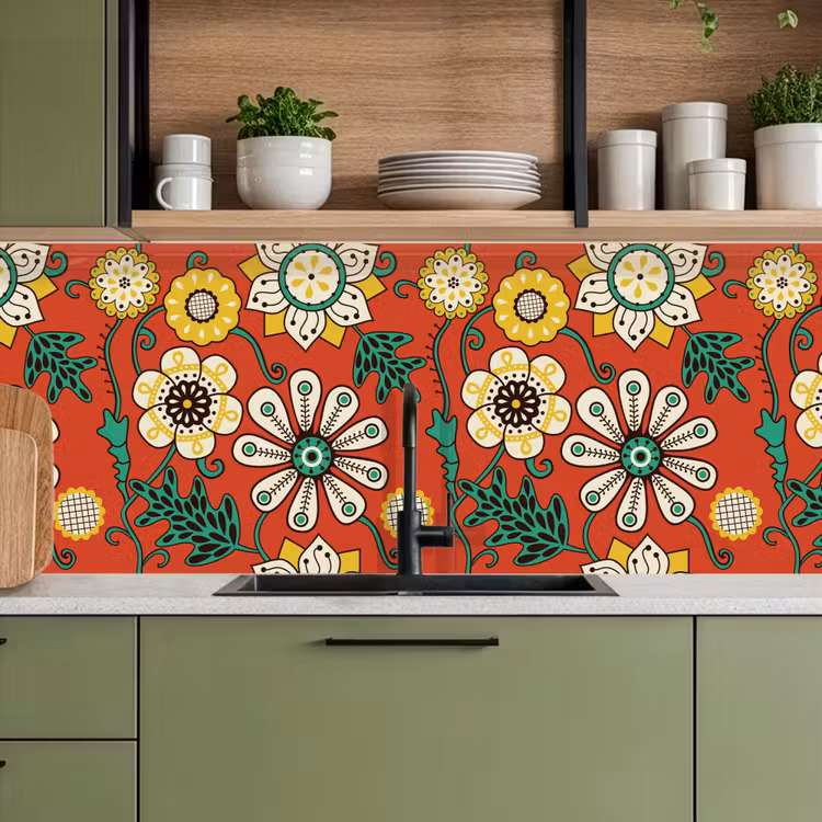 Kitchen splashback - Design - Flowers - Hippie - Retro — 8
