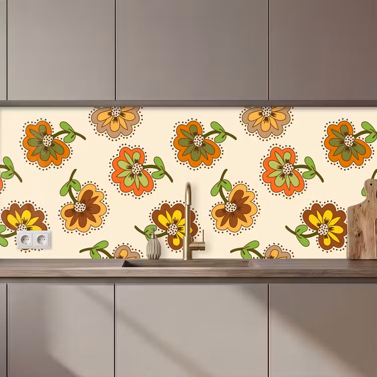 Kitchen splashback - Design - Flowers - Retro - Vintage — 1