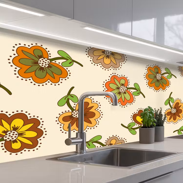Kitchen splashback - Design - Flowers - Retro - Vintage — 2