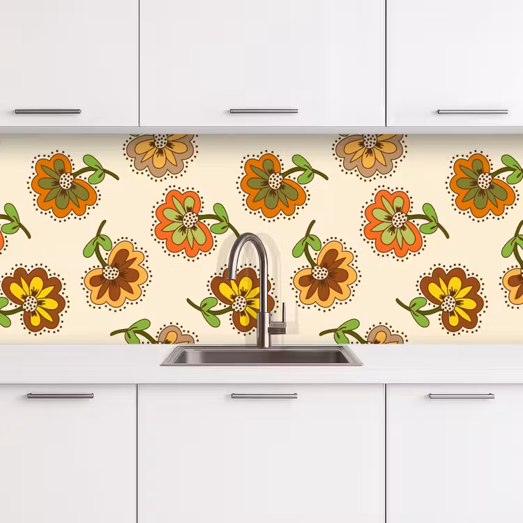 Kitchen splashback - Design - Flowers - Retro - Vintage — 4