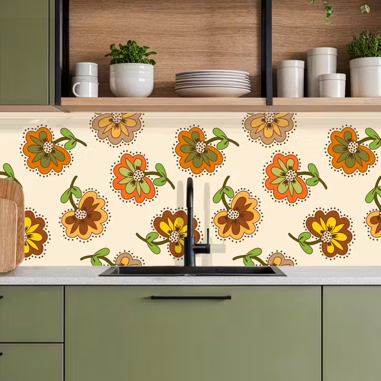 Kitchen splashback - Design - Flowers - Retro - Vintage — 8