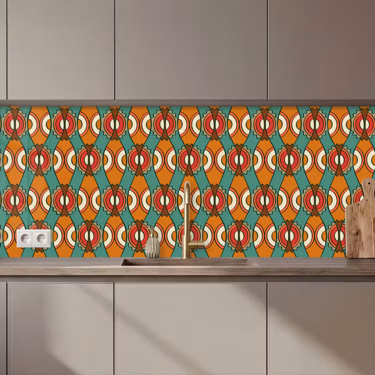 Kitchen splashback - Design - Retro - Orange - Abstract — 1